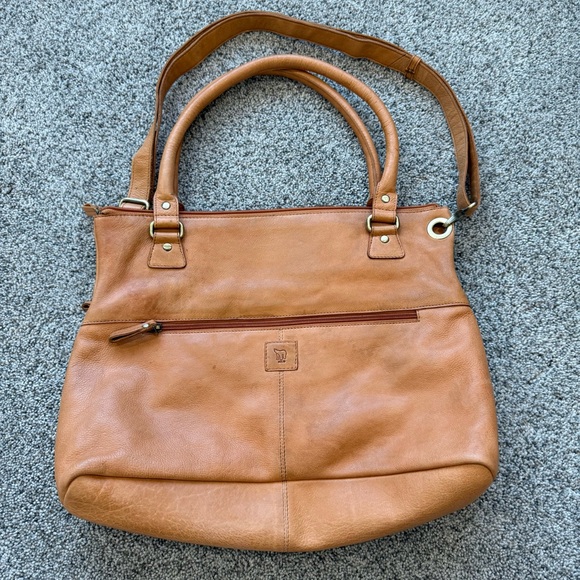 MiLO Genuine Leather RFID Perforated Elena Buckskin Tote Bag Retail $558 - Picture 3 of 13